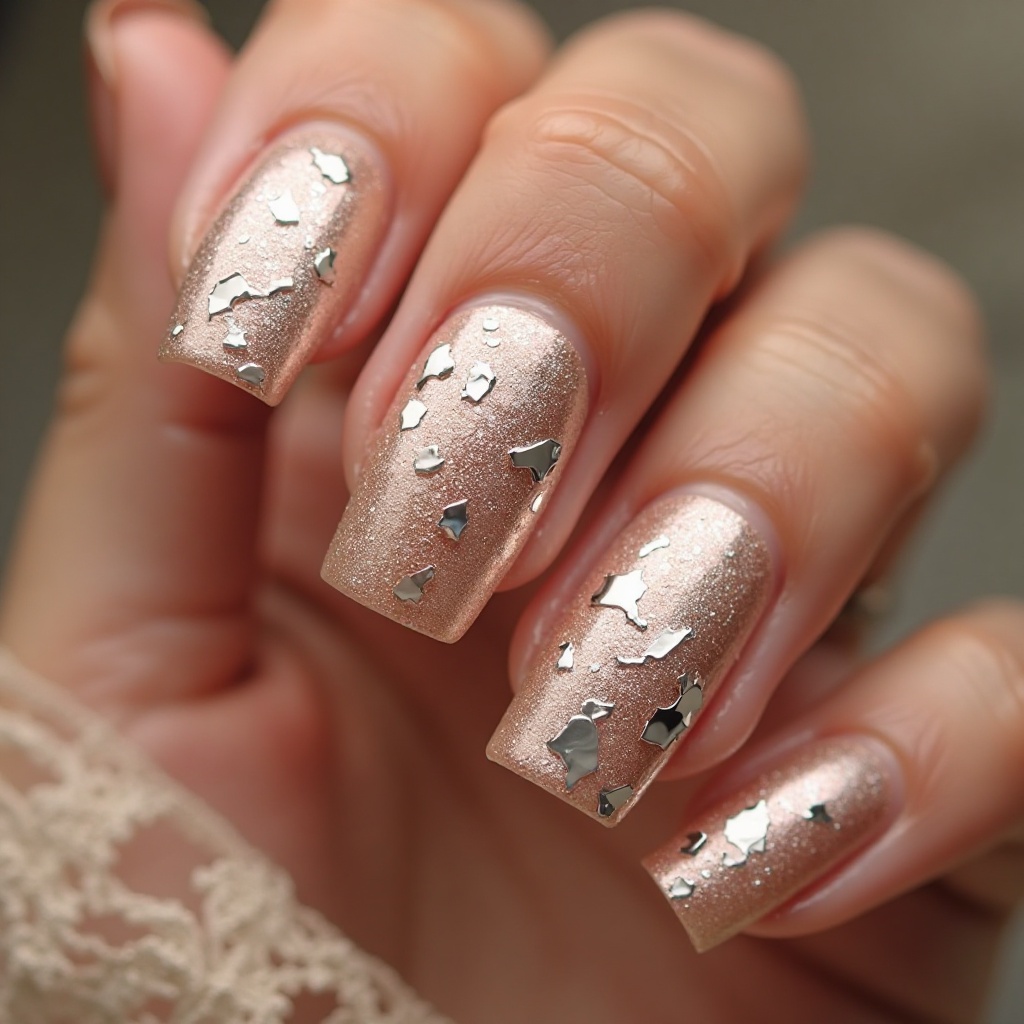 Champagne Shimmer with Silver Foil Details