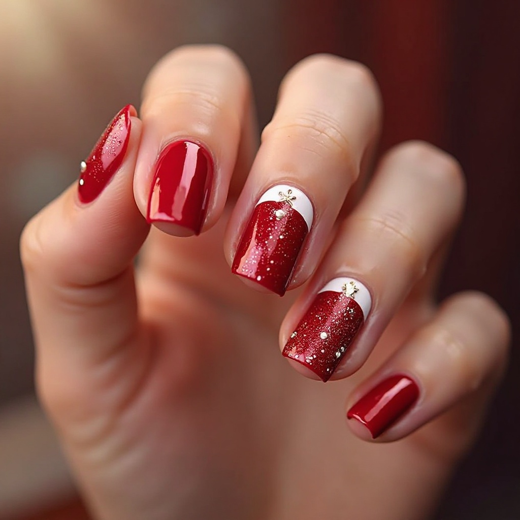 Cherry Red with White Tips (Modern French)