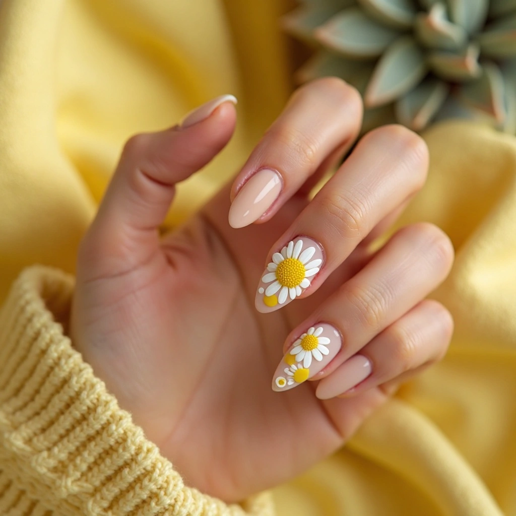 Daisy Accent Nails