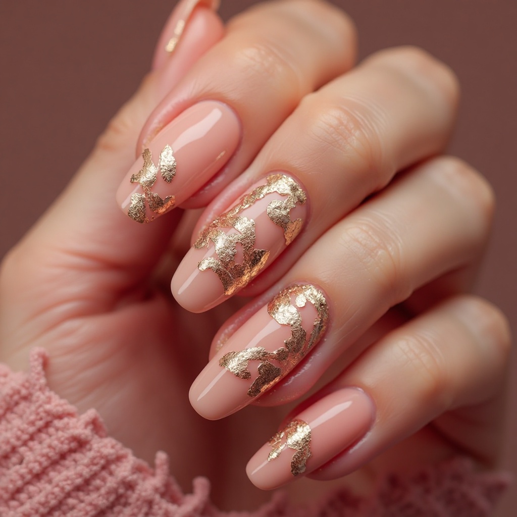 Dusty Rose with Gold Leaf Accents