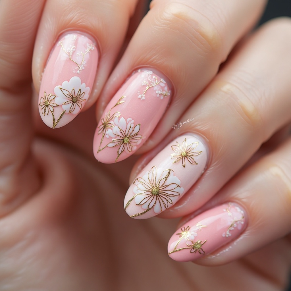 Gilded Botanical Line Art