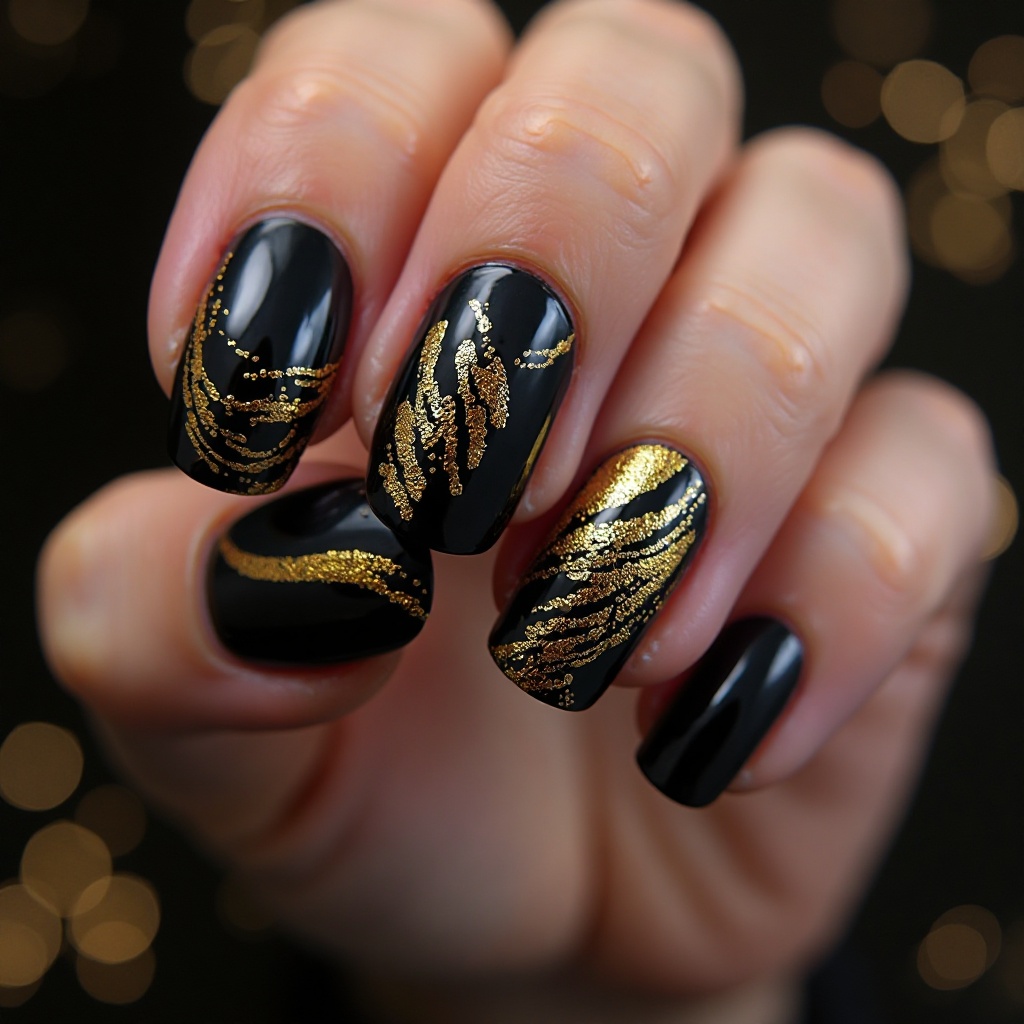 Glossy Black with Gold Foil Accents