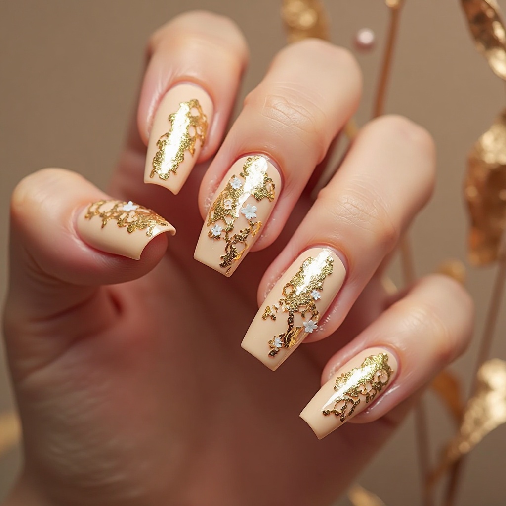 Gold Foil on Nude Base
