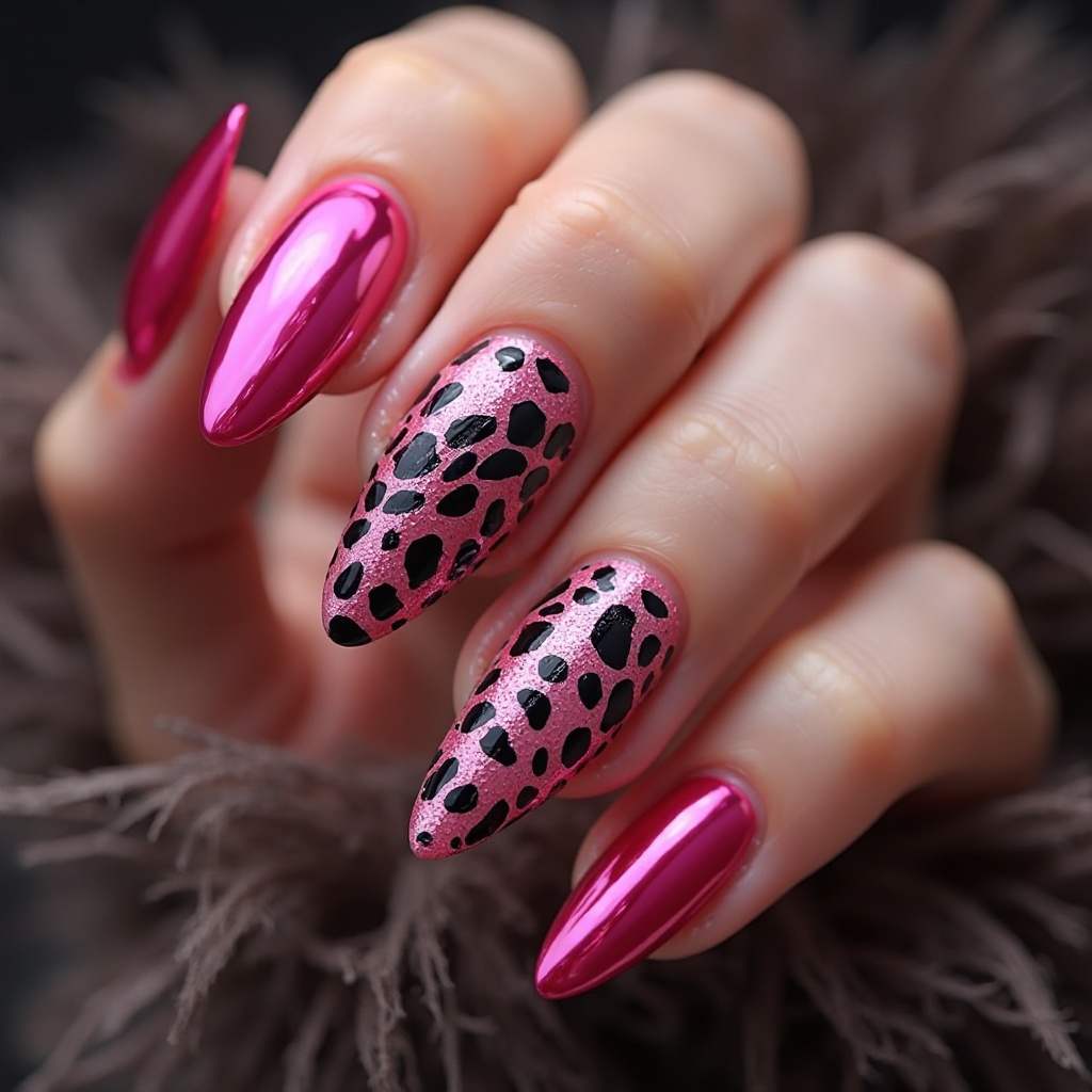 Hot Pink Chrome Animal Print Accent