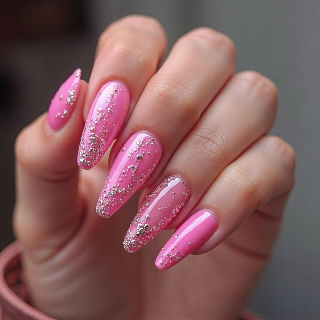 Hot Pink Chrome French Tips