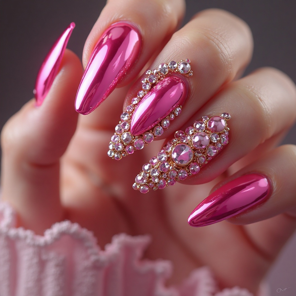 Hot Pink Chrome with 3D Details