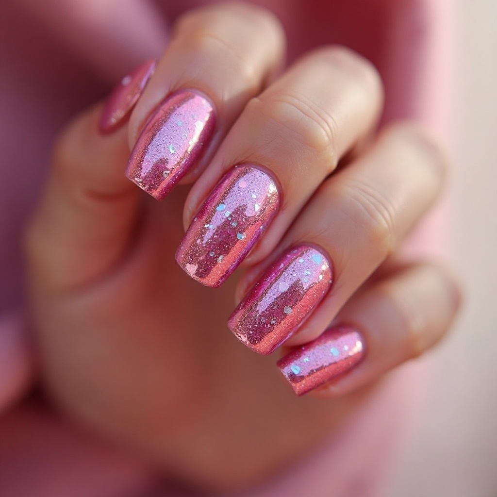Hot Pink Chrome with Negative Space Hearts