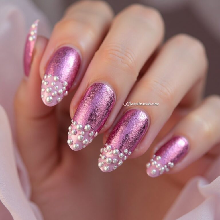 Hot Pink Chrome Nails