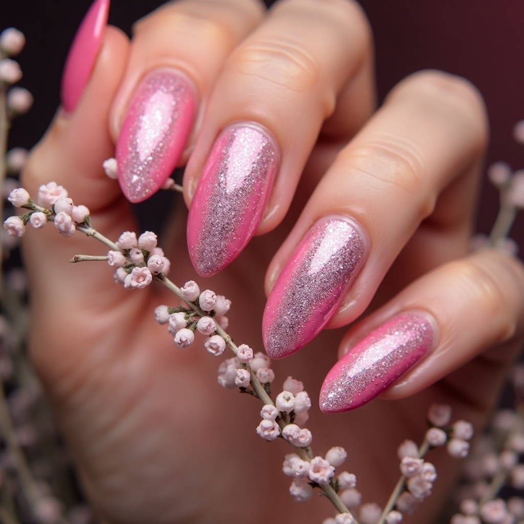 Hot Pink to Nude Chrome Fade