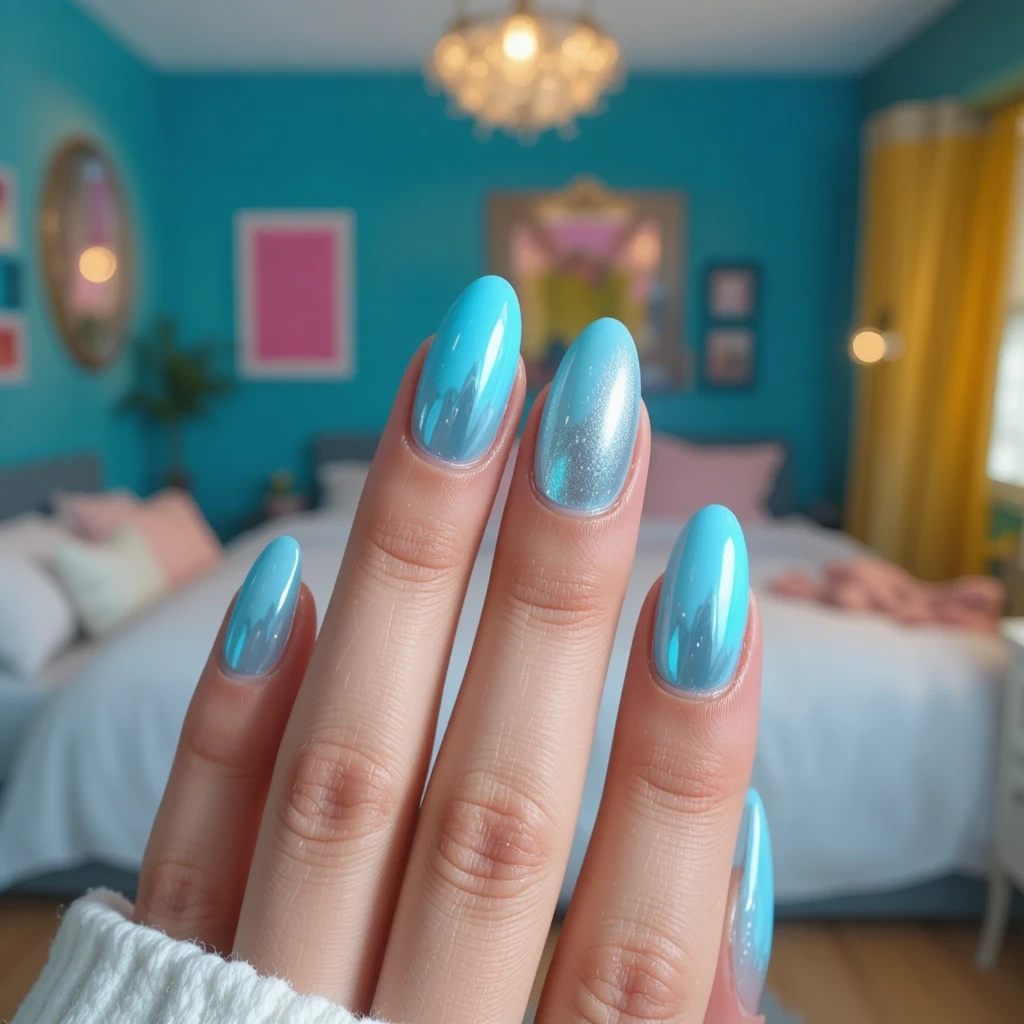 Ice Blue Chrome Mirror