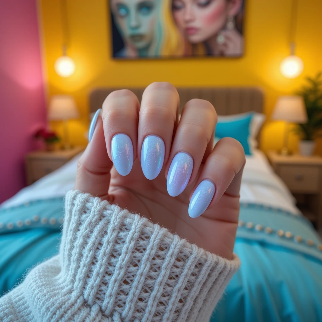 Ice Blue Nails Winter