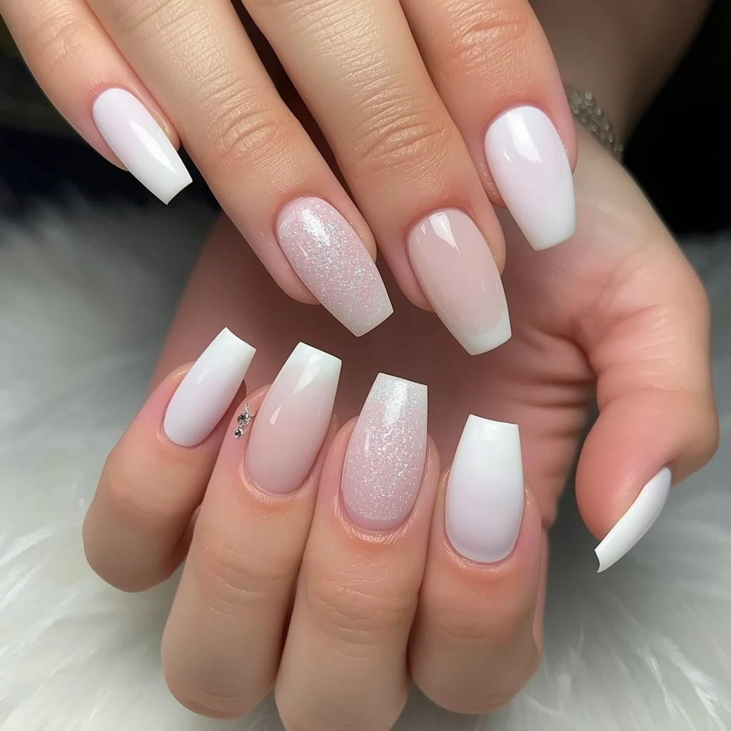Milky White with Nude Accent