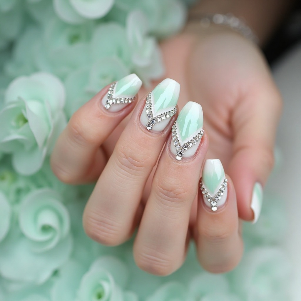 Mint to White Ombré with Silver Accents