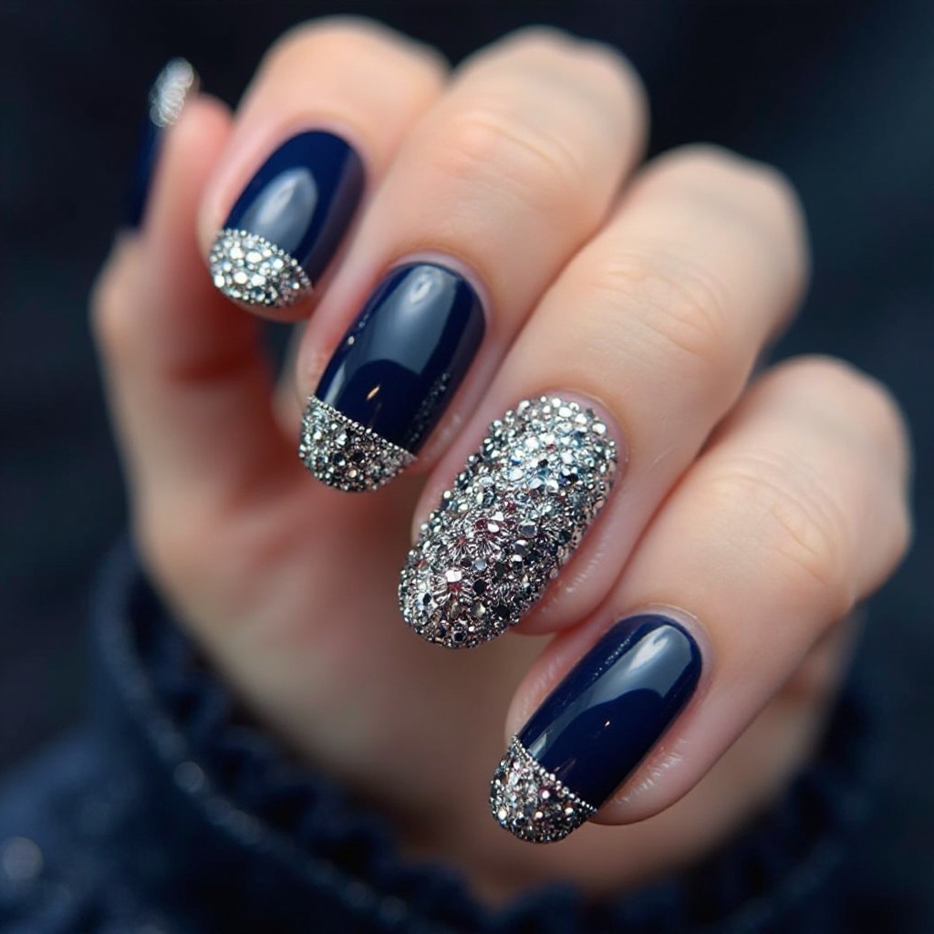 Navy Blue with Silver Chrome Tips