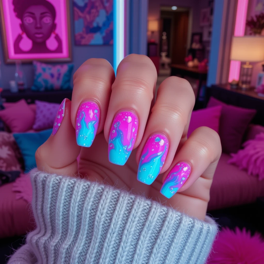 Neon Pink & Electric Blue Party Swirl