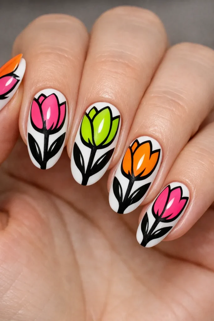 Neon Tulip Pop Art
