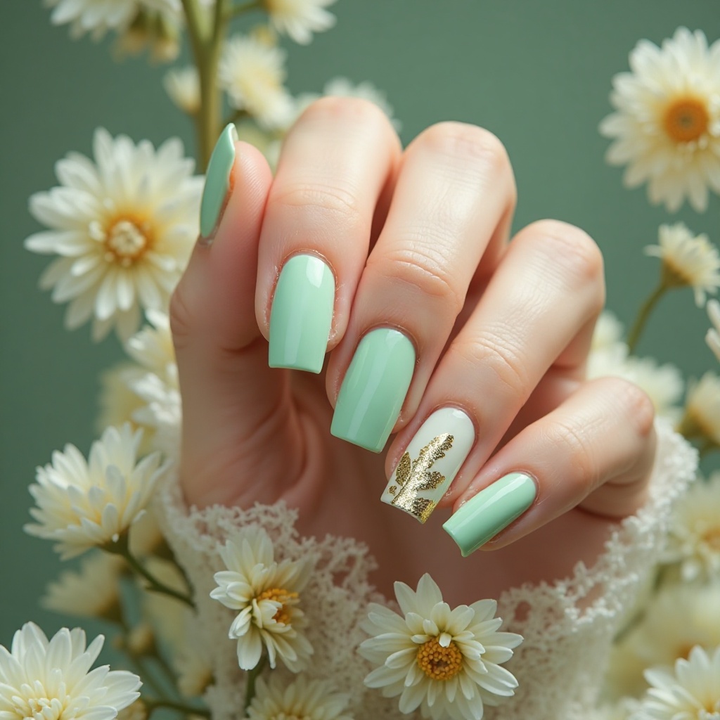 Pastel Green with Gold Foil Accent