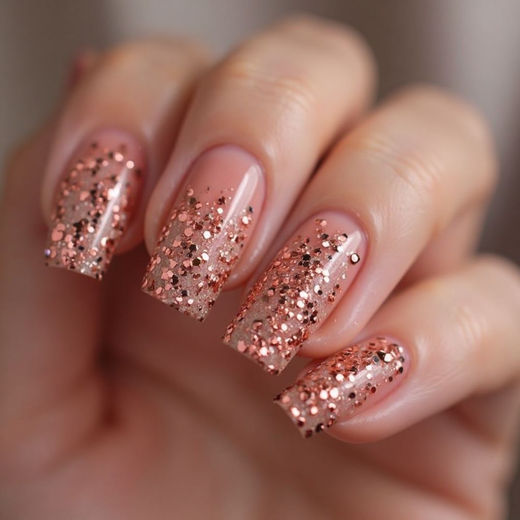 Rose Gold Glitter Gradient