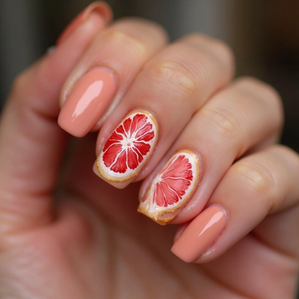 Half Grapefruit Accent Nail