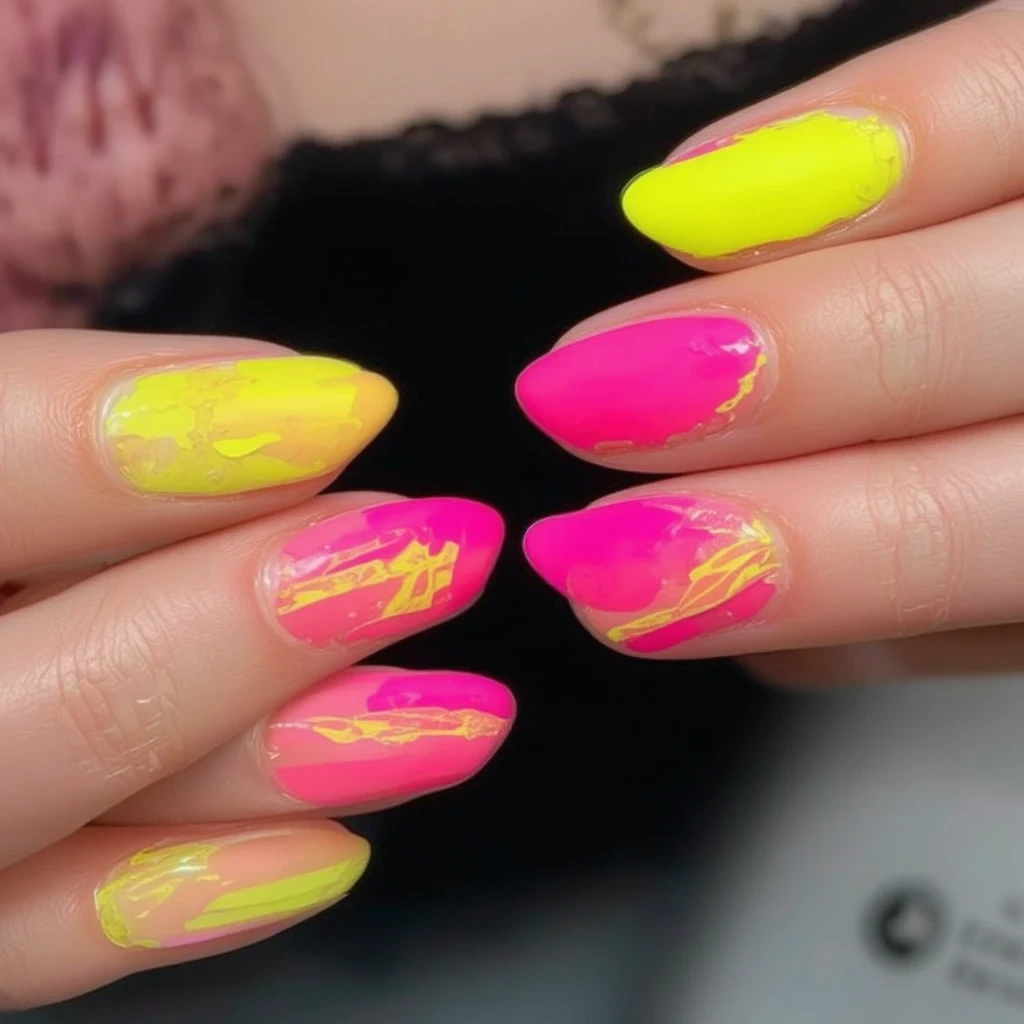 Hot Pink and Neon Yellow Color Block