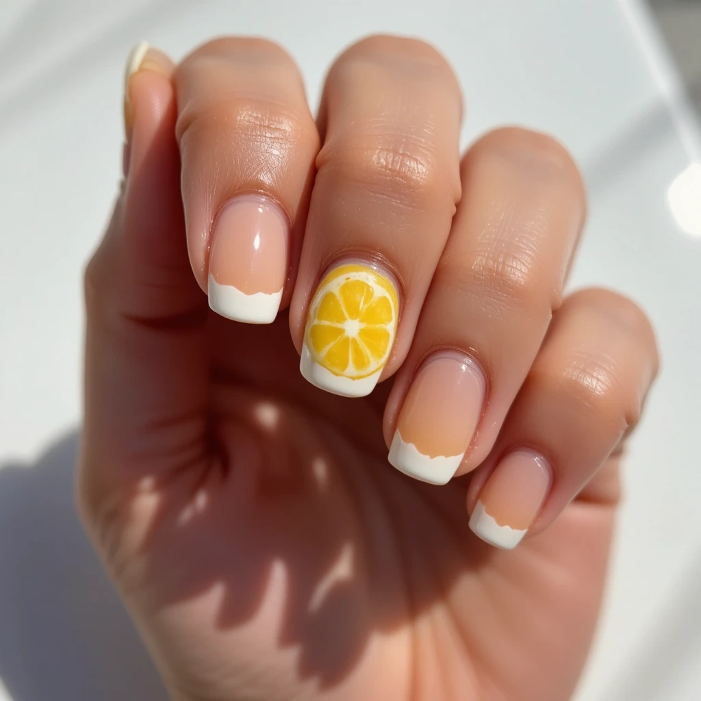 Lemon Slice on French Tip