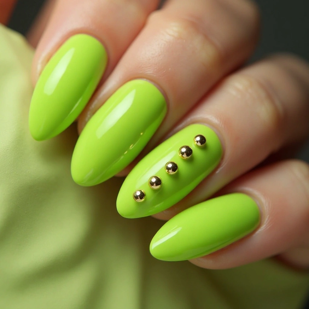 Lime Green with Gold Studs