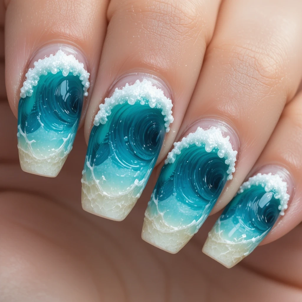 Ocean Wave Nails