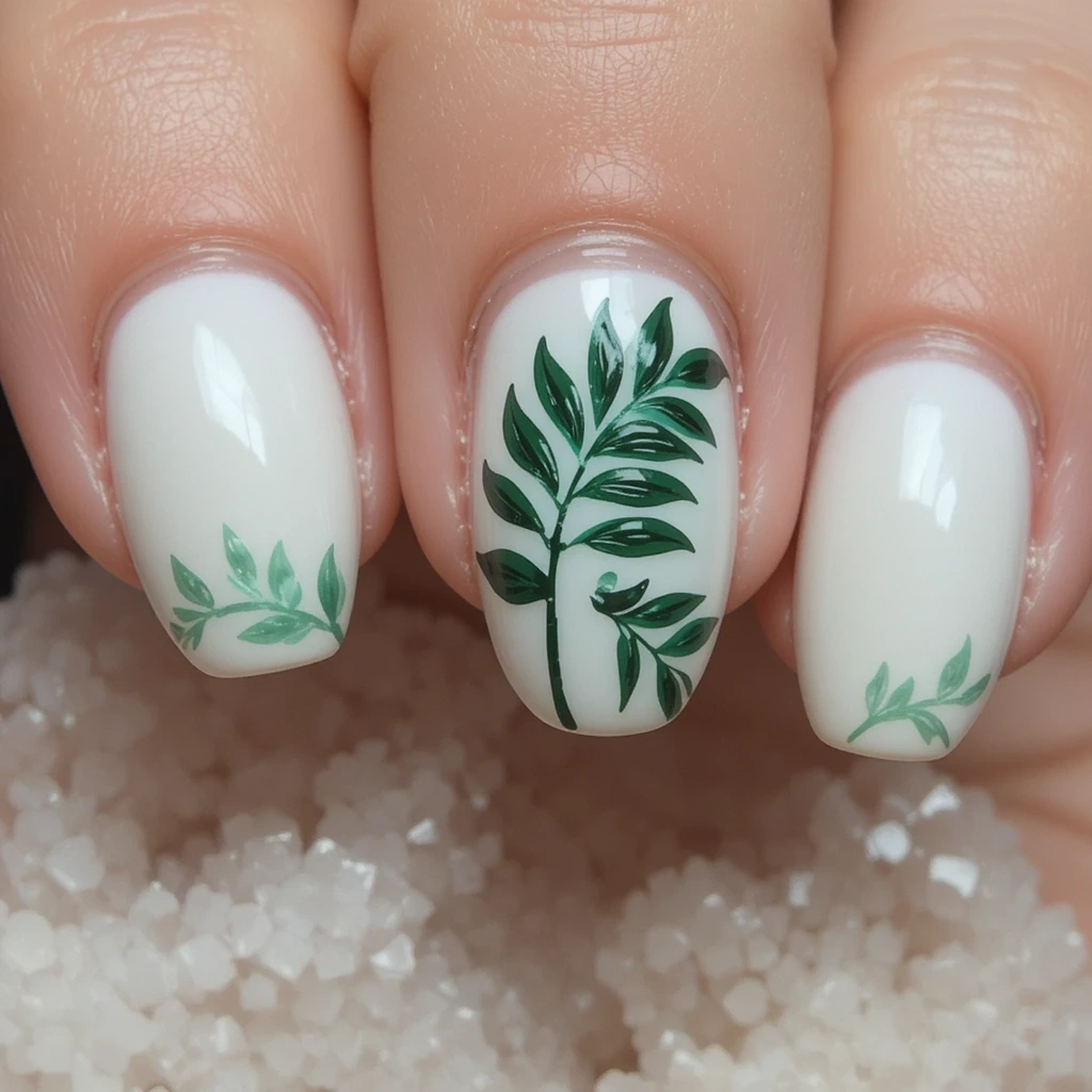 Palm Leaf Accent Nails