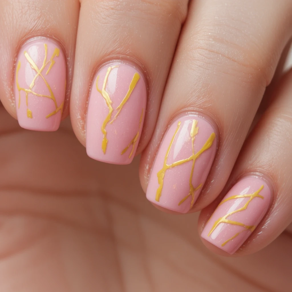 Pink Base with Yellow Abstract Lines