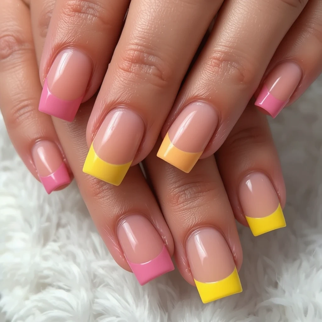 Pink and Yellow French Tips