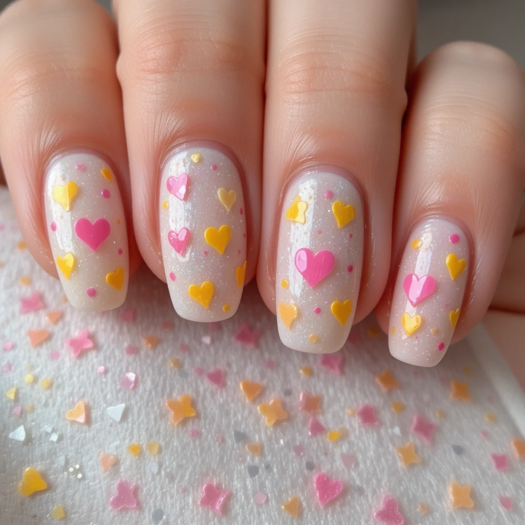 Pink and Yellow Hearts