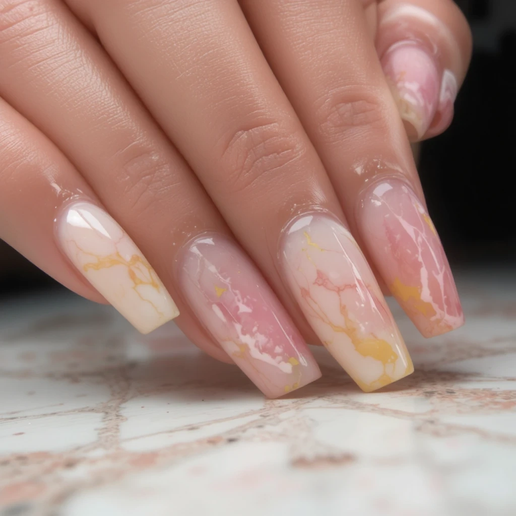 Pink and Yellow Marble Effect