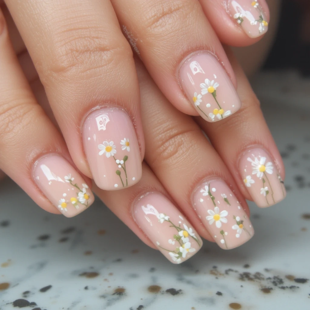 Retro Floral Accent Nails