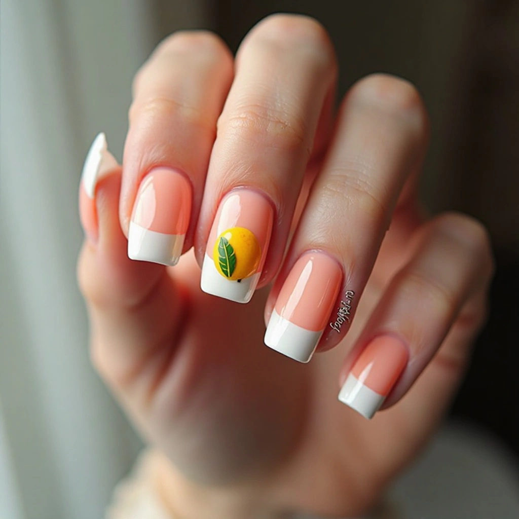 Tiny Lemon Accent on French Tip
