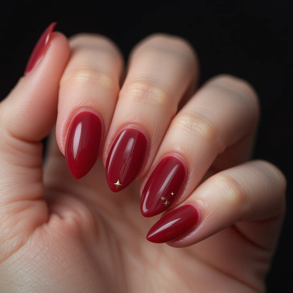 Almond Red with Gold Stars