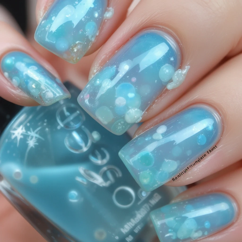 Aqua Blue Jelly Nails