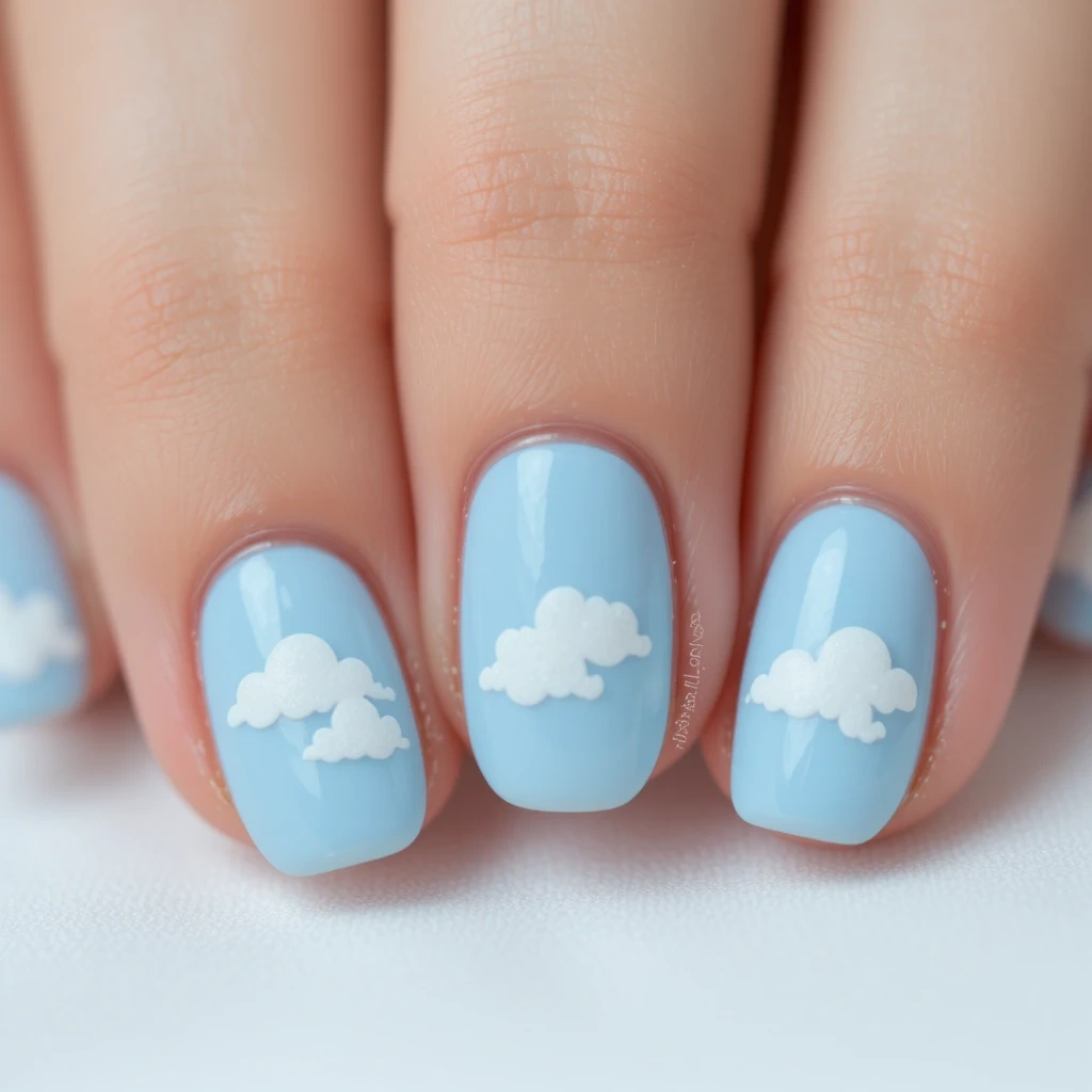 Baby Blue with White Cloud Accents