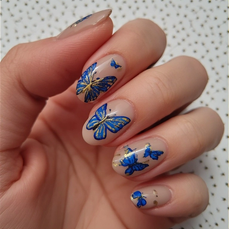 Butterfly Nails in School Colors