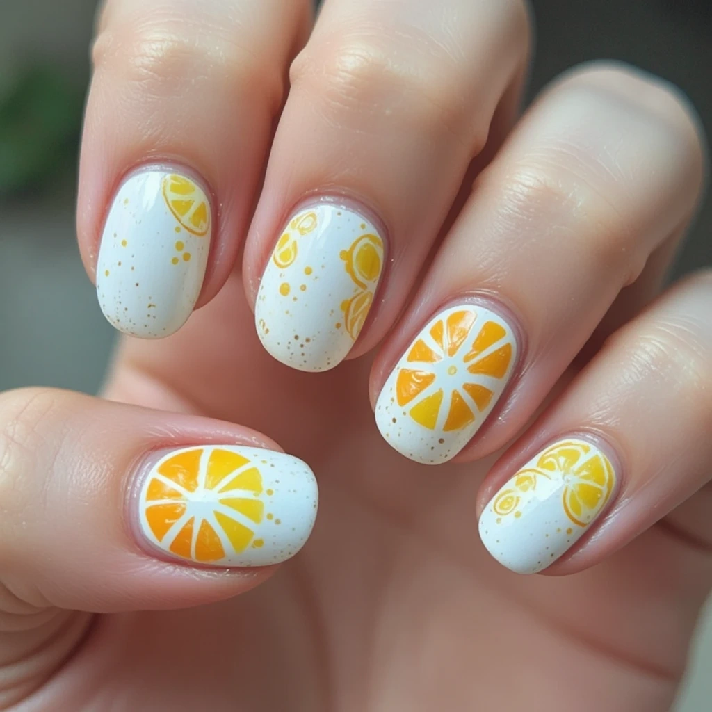 Citrus Slice Nail Art
