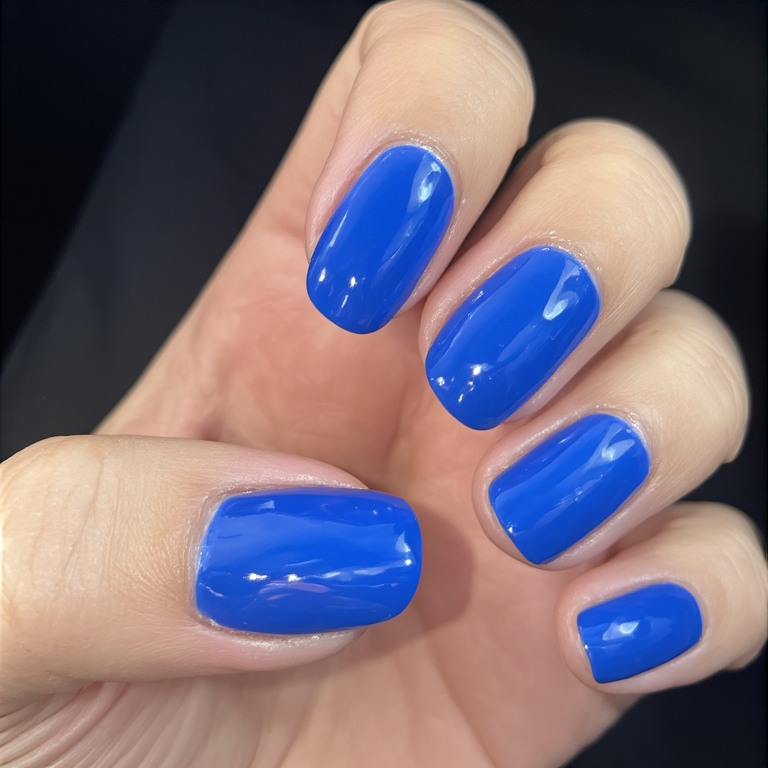 Cobalt Blue Glossy Nails
