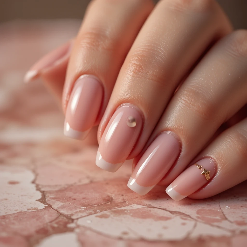 Dusty Rose French with Pearl Detail