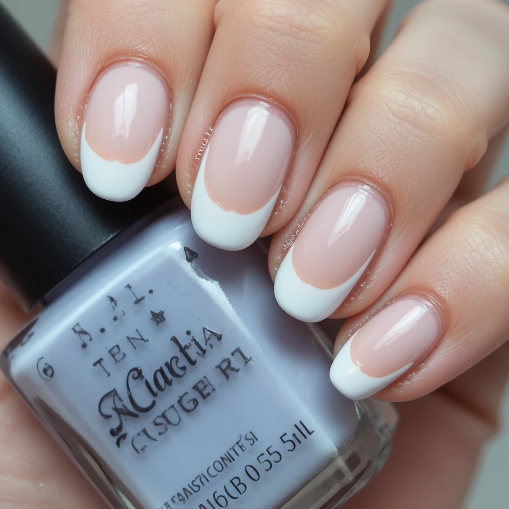 French Almond Nails with a Colored Tip