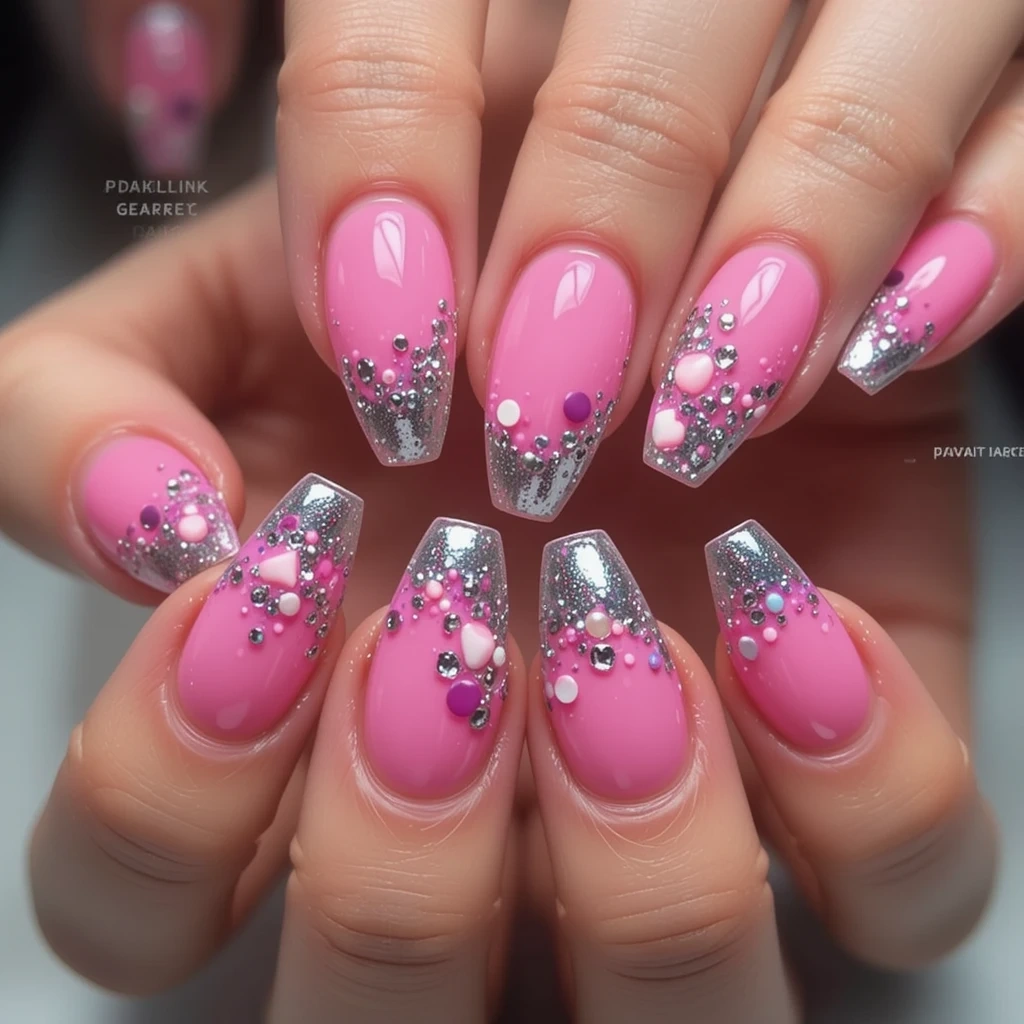 Hot Pink Coffin with Chrome Tip