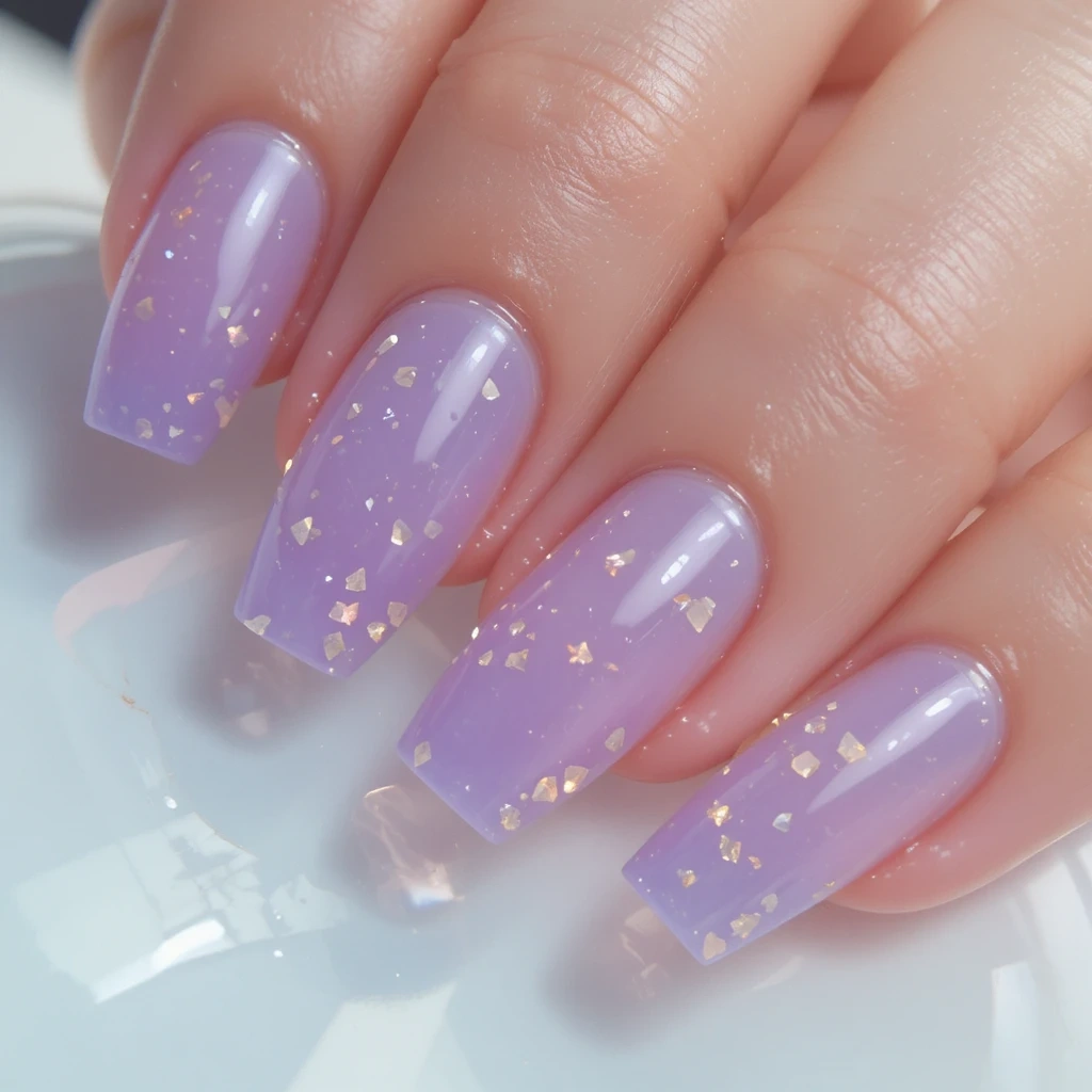 Lavender Glass Skin Nails