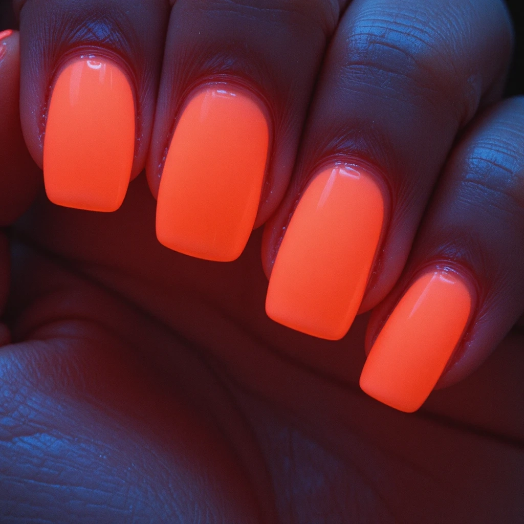 Neon Orange Nails
