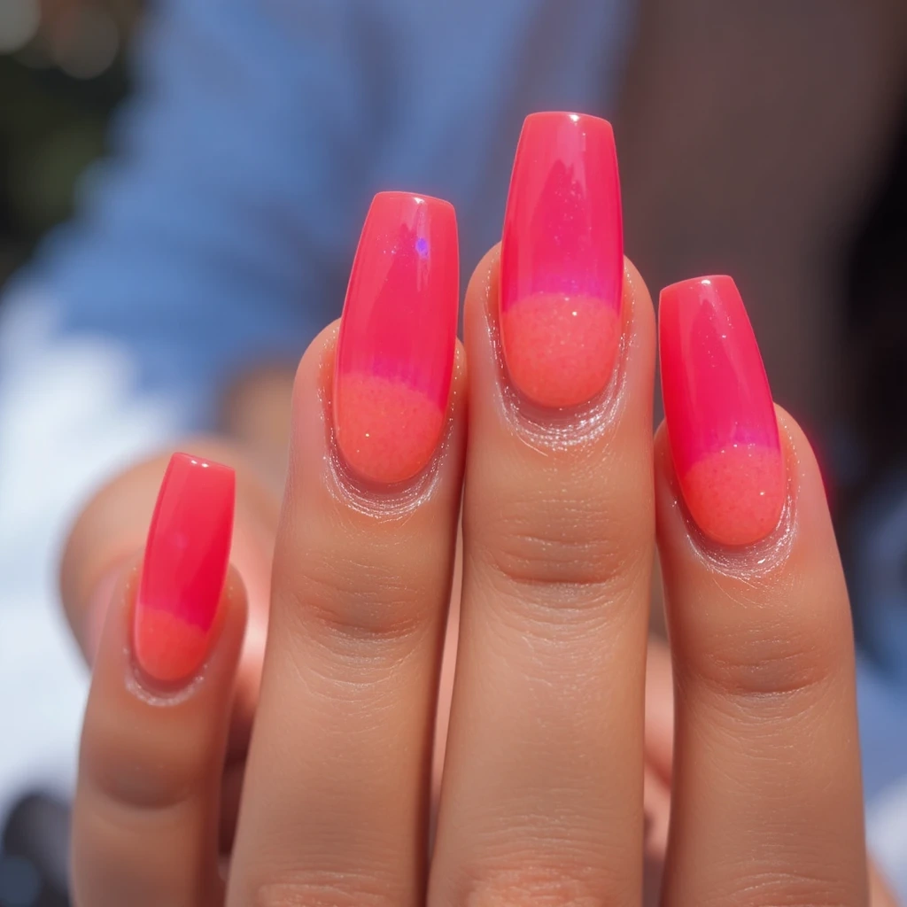 Neon Sunset Ombré Acrylics