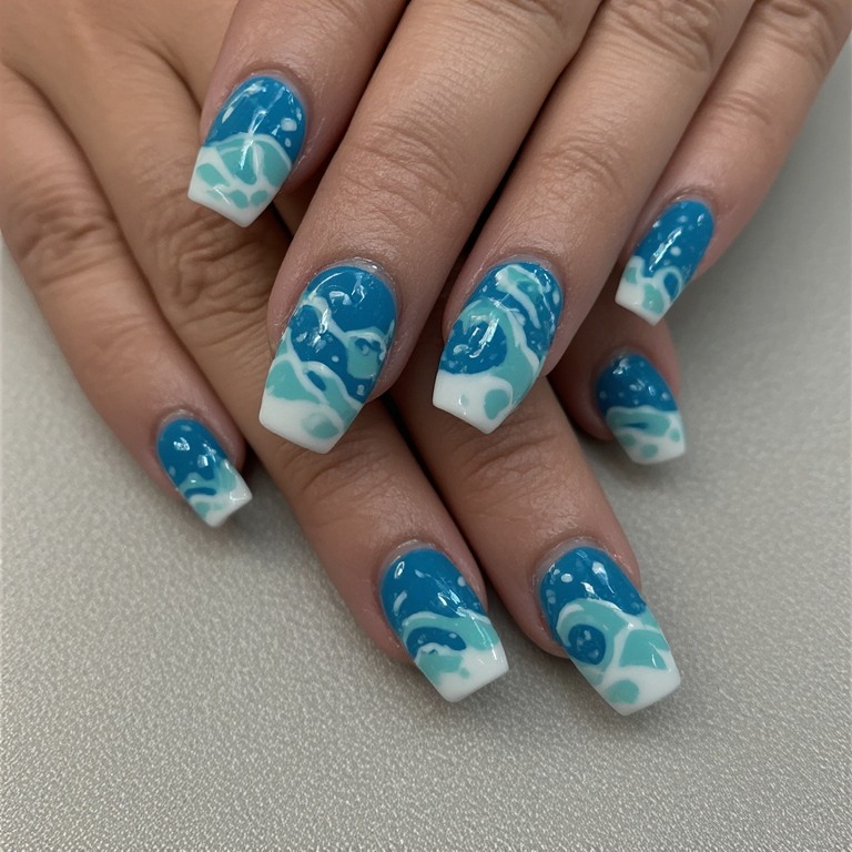 Ocean Ombré Coffin in Turquoise to White