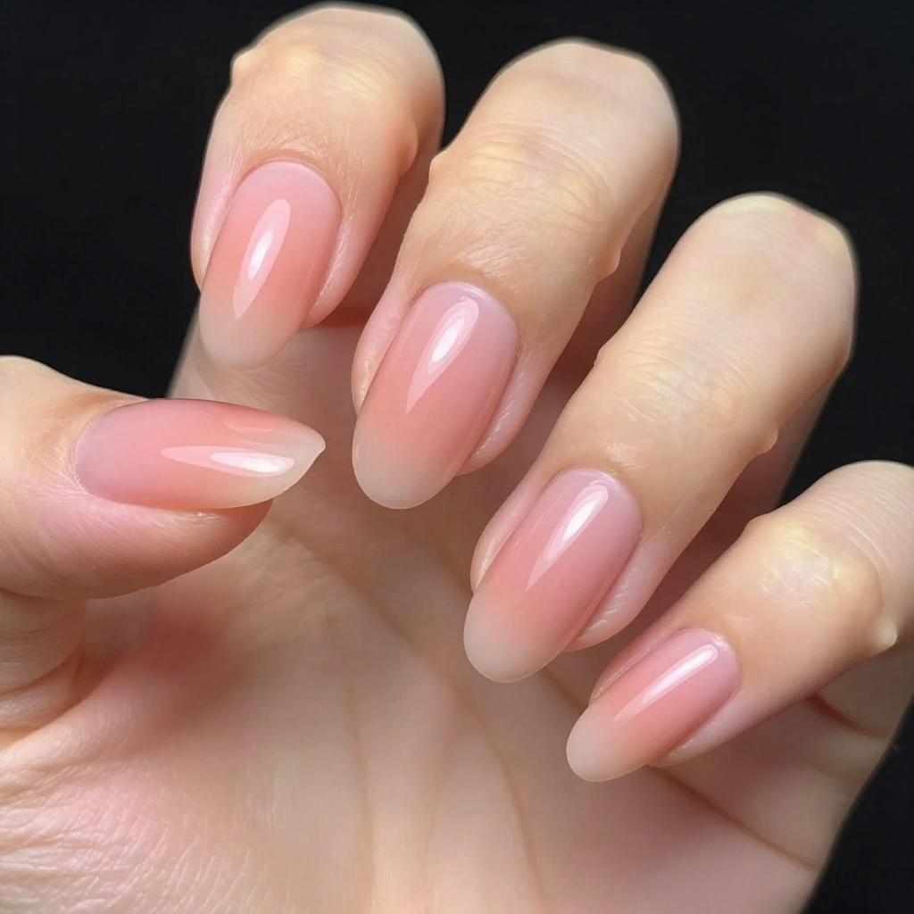 Peach-Pink Almond Nails