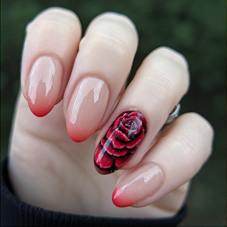 Red Rose on Blush Bridal