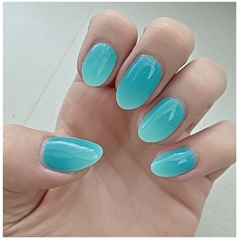Sheer Teal Jelly Nails